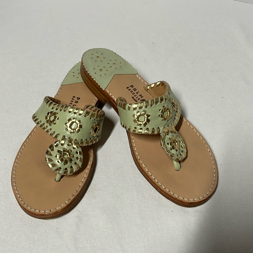 Palm Beach Sandals in Mint Green and Gold. Like New